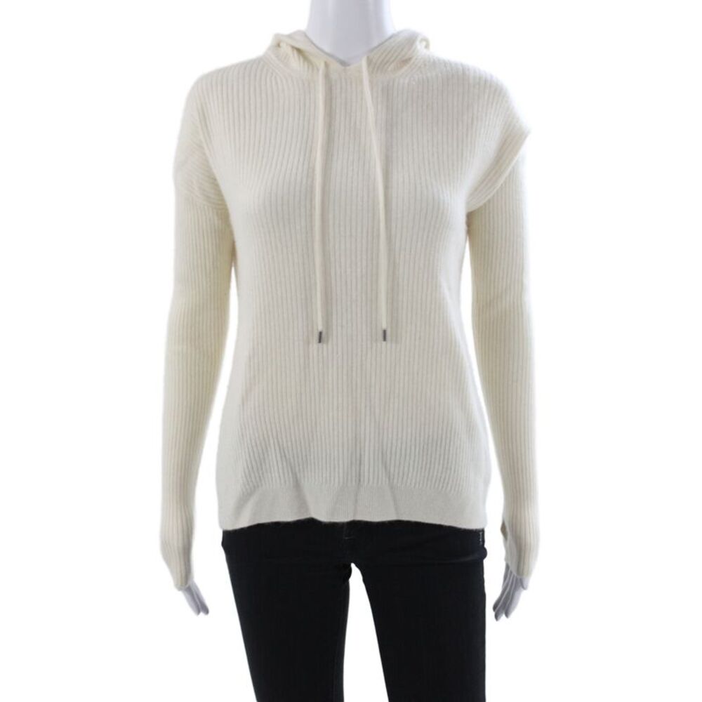 Naadam Women 100% Cashmere Hooded Pullover Sweater Ivory Size XS
